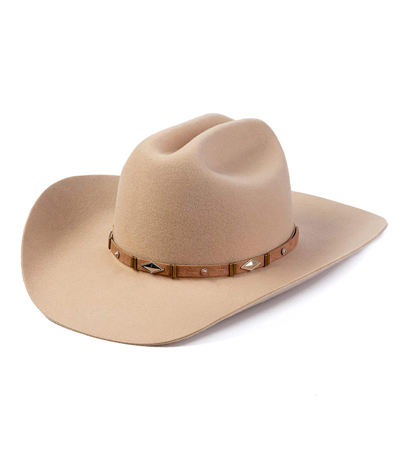 Beige Wide Brim Cattleman Cowboy Hat - [Wholesale]