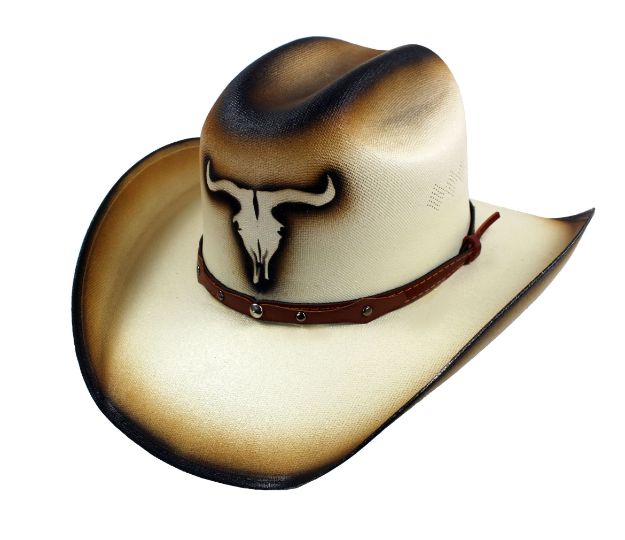 Longhorn Burnt Canvas Straw Cattleman hat Western Cowboy Hat [Wholesale]