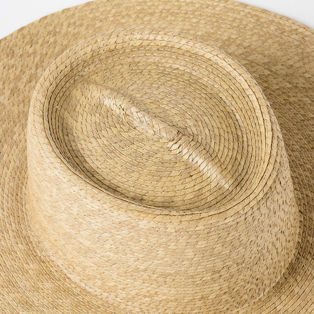 Straw Gambler Cowboy Hat - Flat Brim Boater Style