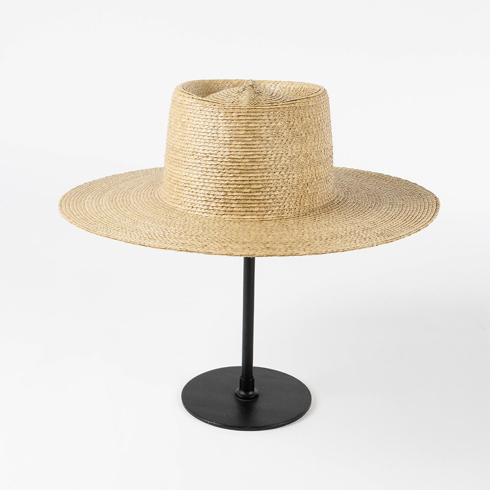 Straw Gambler Cowboy Hat - Flat Brim Boater Style
