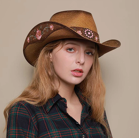 American Straw Cowboy Hat w/ Embroidery