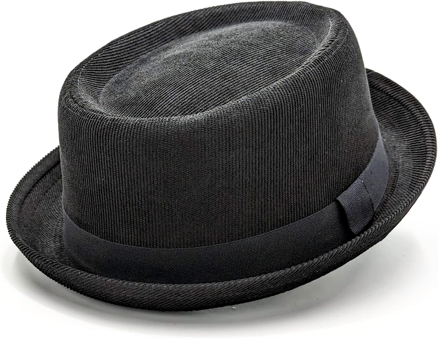 Sterzeal Black Corduroy Pork Pie hat Trilby hat for Men Unisex Short Brim hat Gents Jazz hat Fedora hat Porkpie Cotton