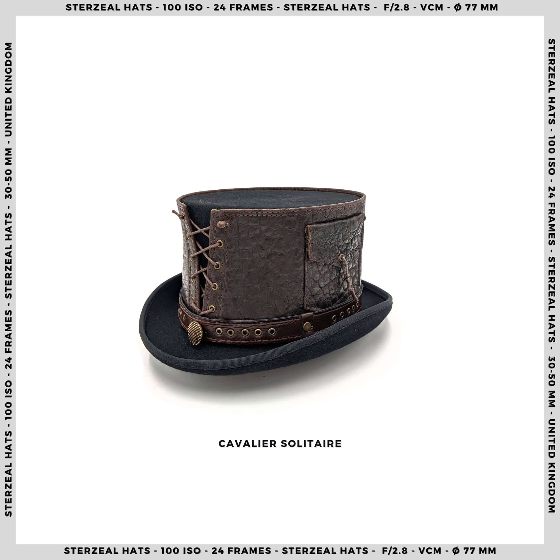 CAVALIER SOLITAIRE Top Hat | Steampunk Leather Top hat