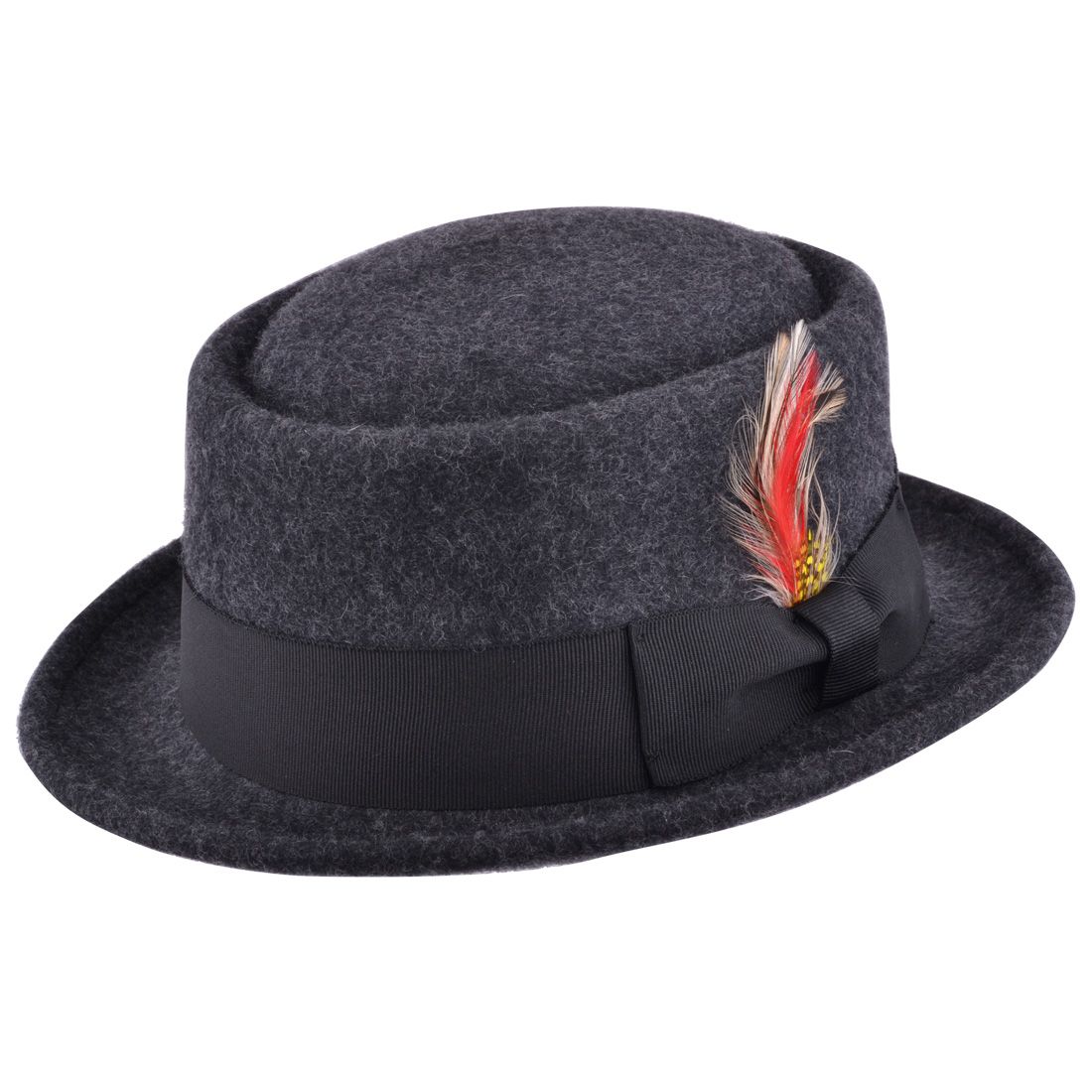Wool Crushable Pork Pie Hat - Charcoal