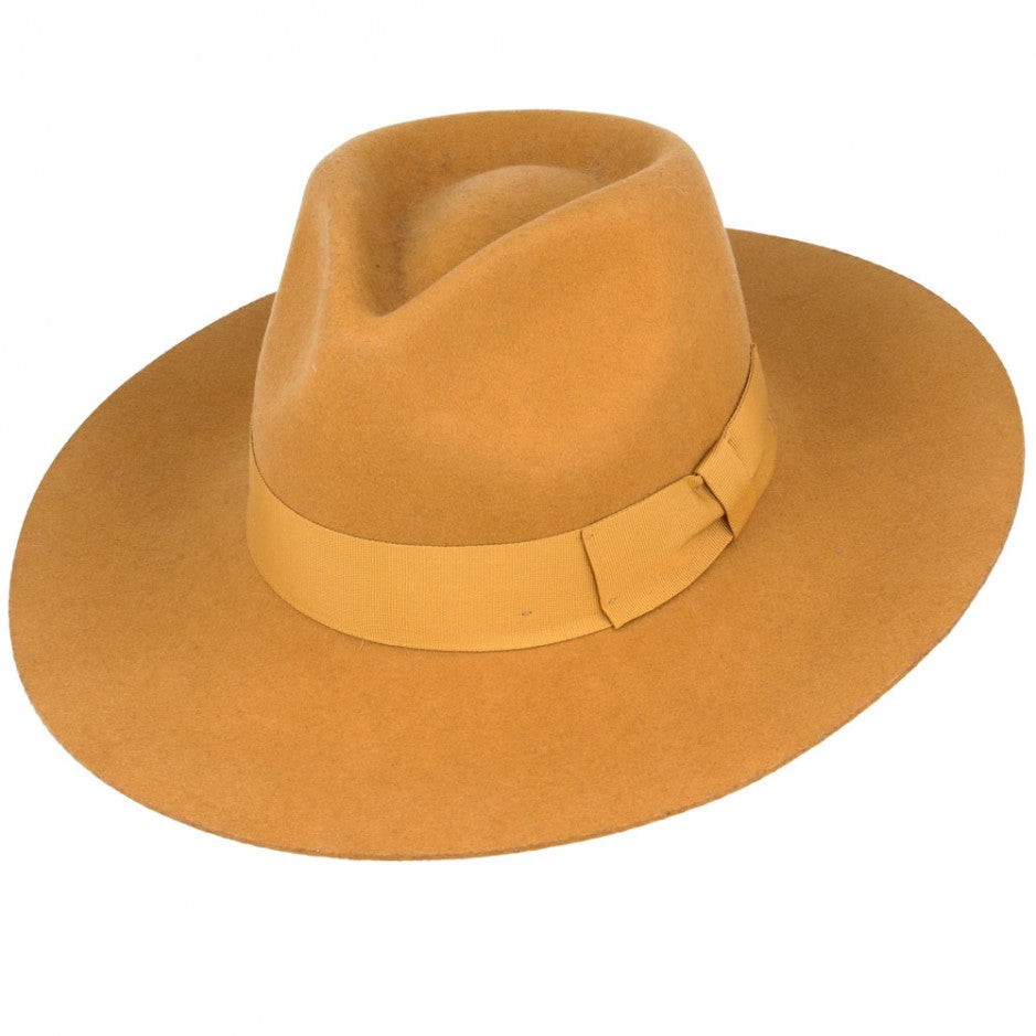 Gladwin Bond Daisy Snap-Brim Wool Fedora Hat - Gold