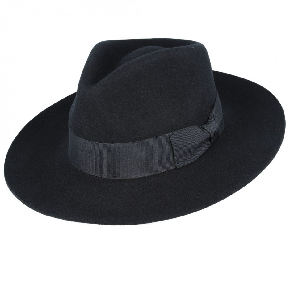 Gladwin Bond Grace Snap-Brim Wool Fedora Hat - Black