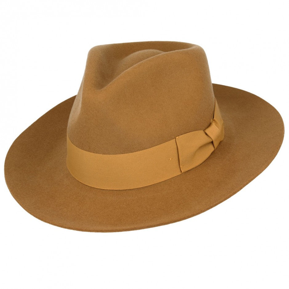 Snap-Brim Wool Fedora Hat - Gold