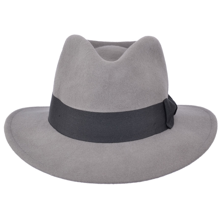 Wool Fedora With Grosgrain Ribbon Band Hat - Grey