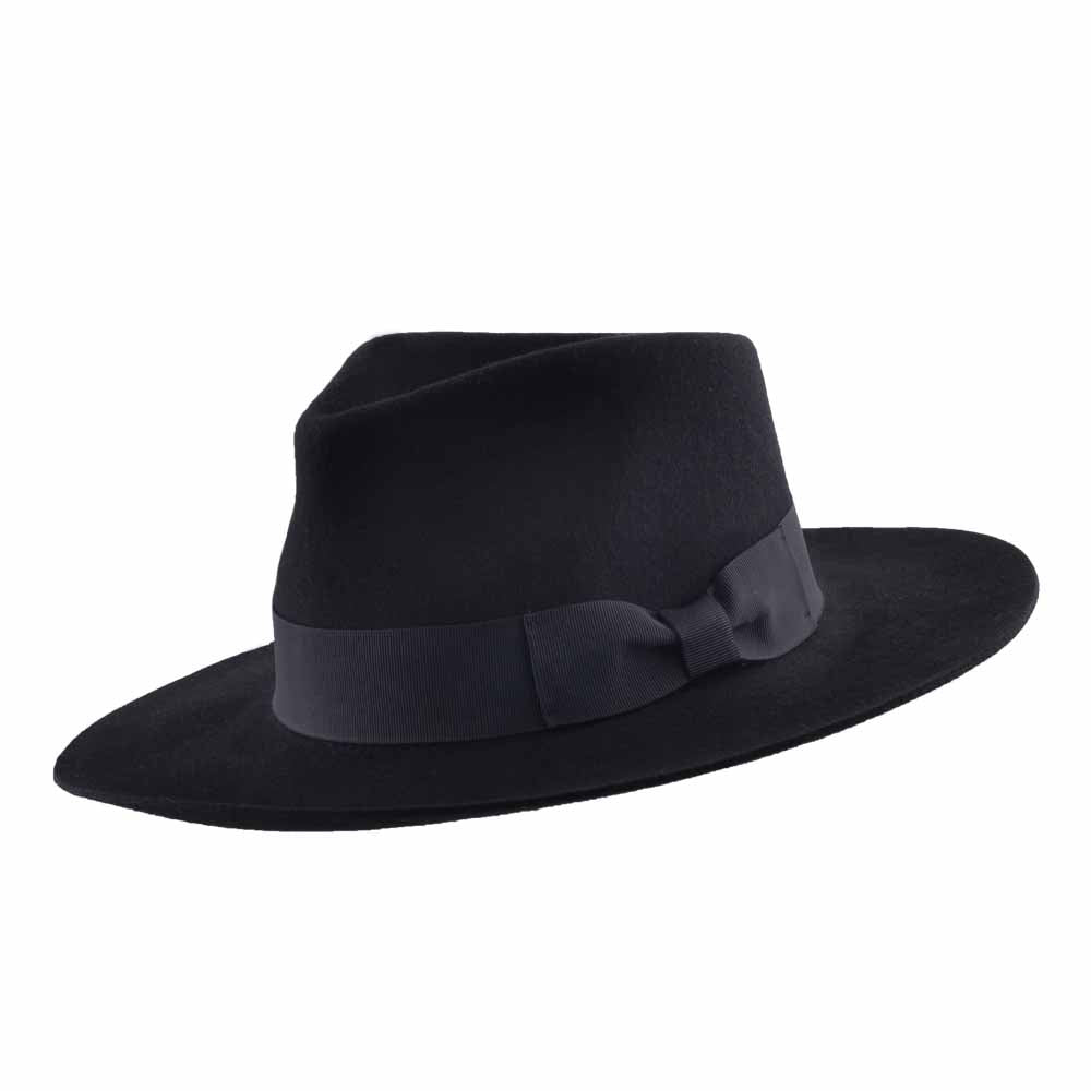 Gladwin Bond Grace Snap-Brim Wool Fedora Hat - Black