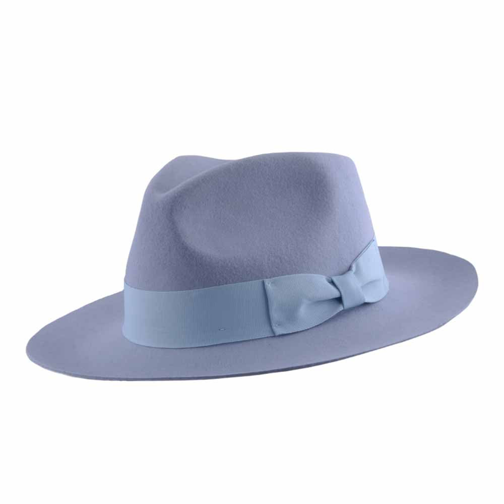 Snap-Brim Wool Fedora Hat - Baby Blue