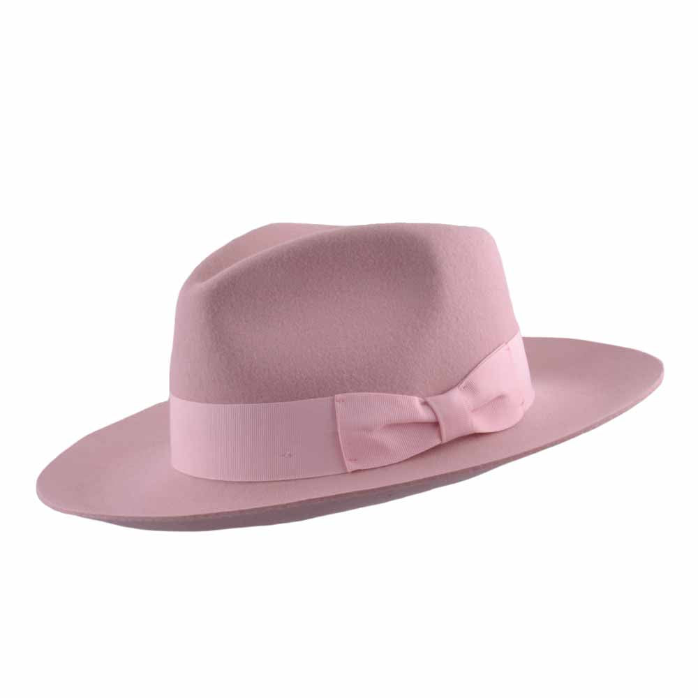 Gladwin Bond Grace Snap-Brim Wool Fedora Hat - Baby Pink