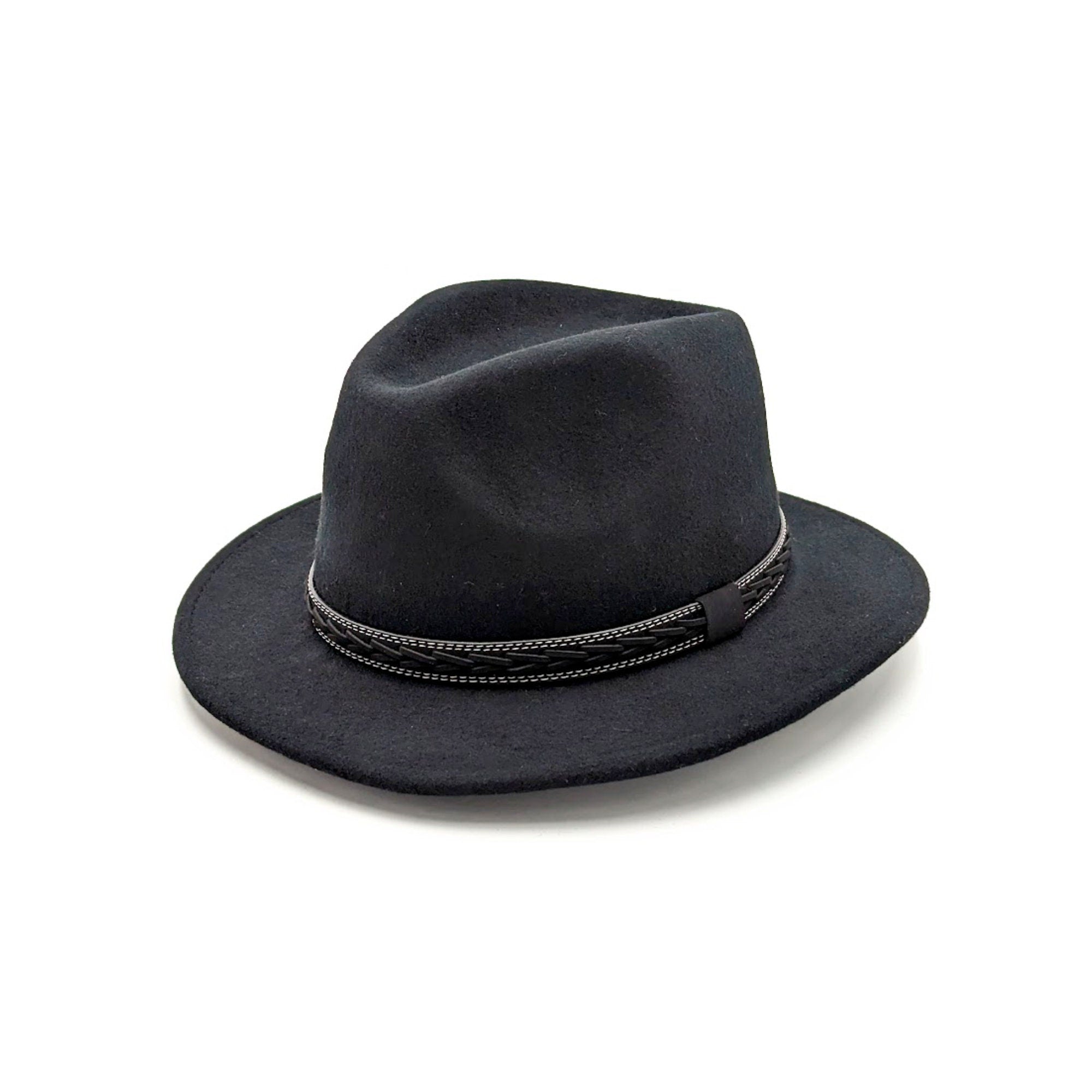 Black Fedora Hat Mid brim