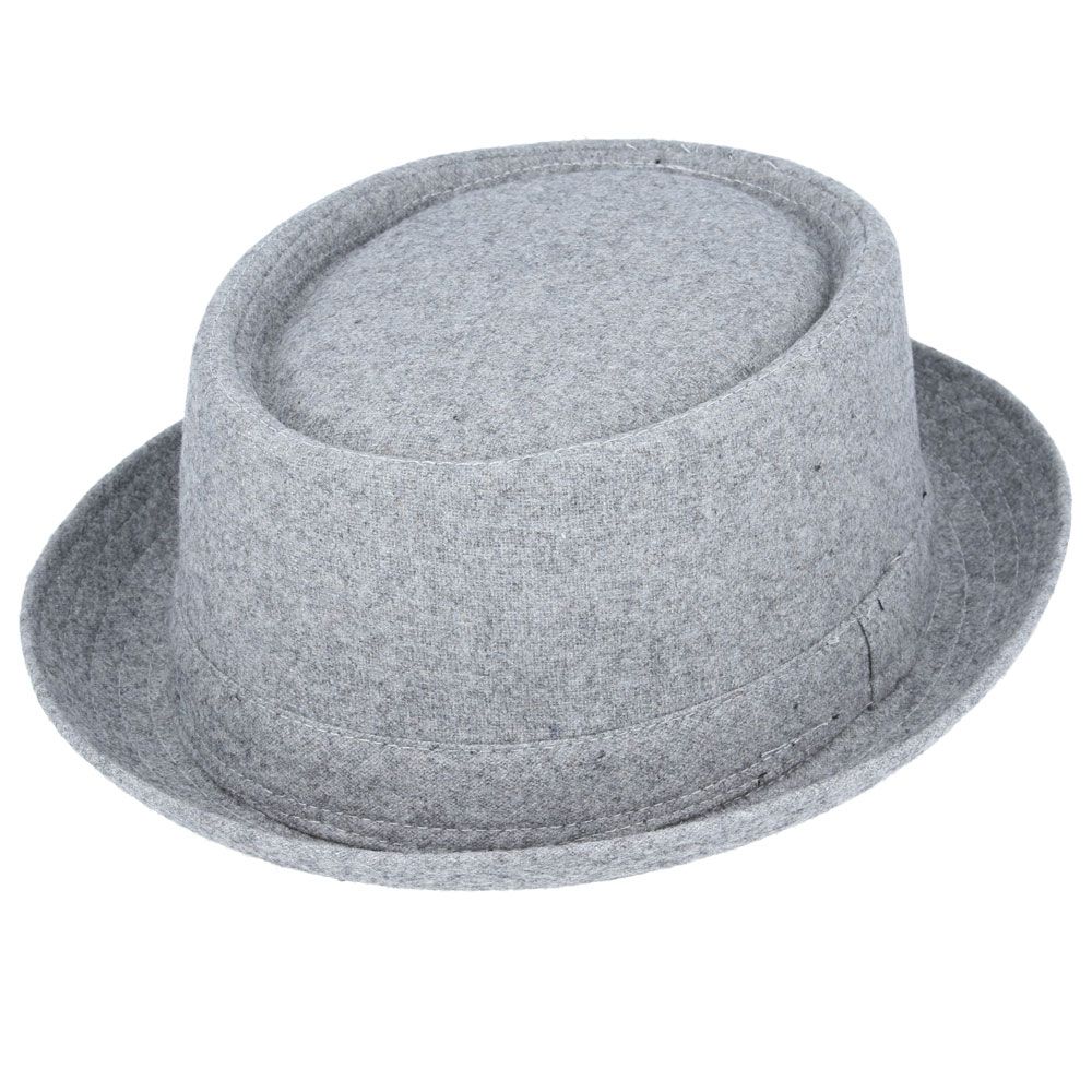 Wool Pork Pie Hat - Grey