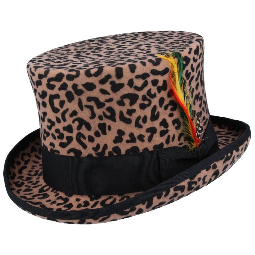 Wool Felt Top Hat Leopard Print