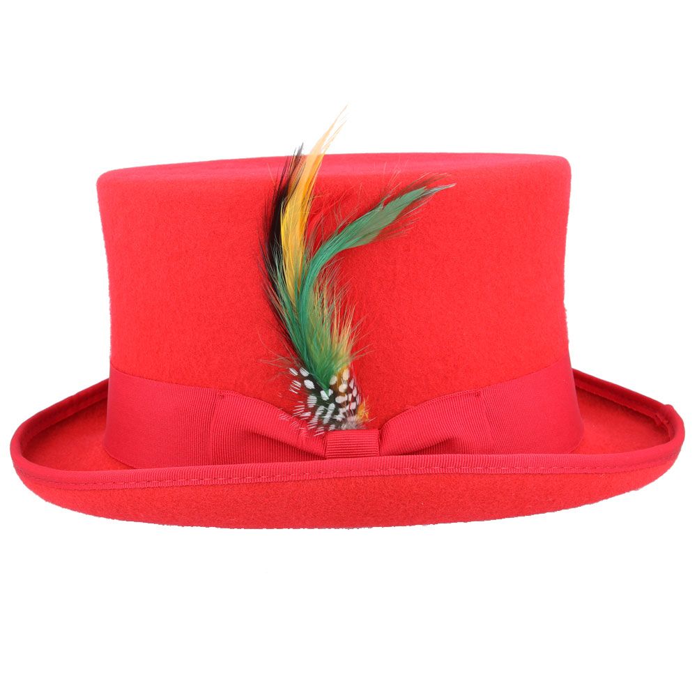 Wool Felt Top Hat Red