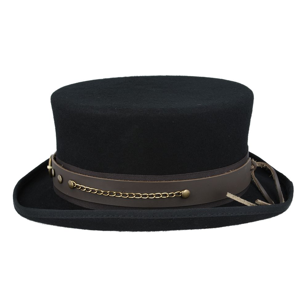 Gothic Dressage Steampunk Top Hat With Laced Brown Leather Band