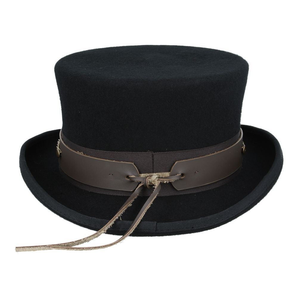 Gothic Dressage Steampunk Top Hat With Laced Brown Leather Band