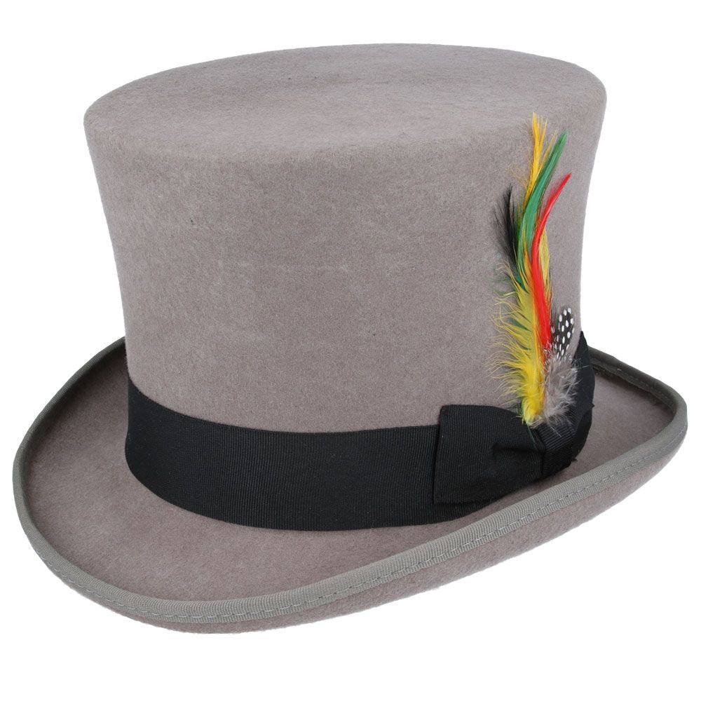 Wool Felt Victorian Top Hat Grey