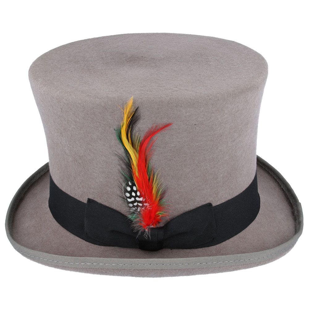 Wool Felt Victorian Top Hat Grey